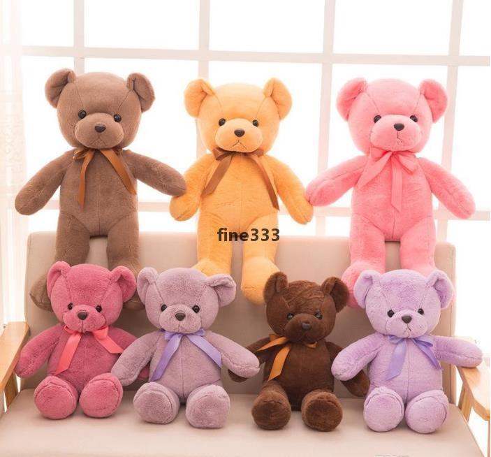 35cm super soft plush colored ribbon teddy bear baby doll for girl s birthday present