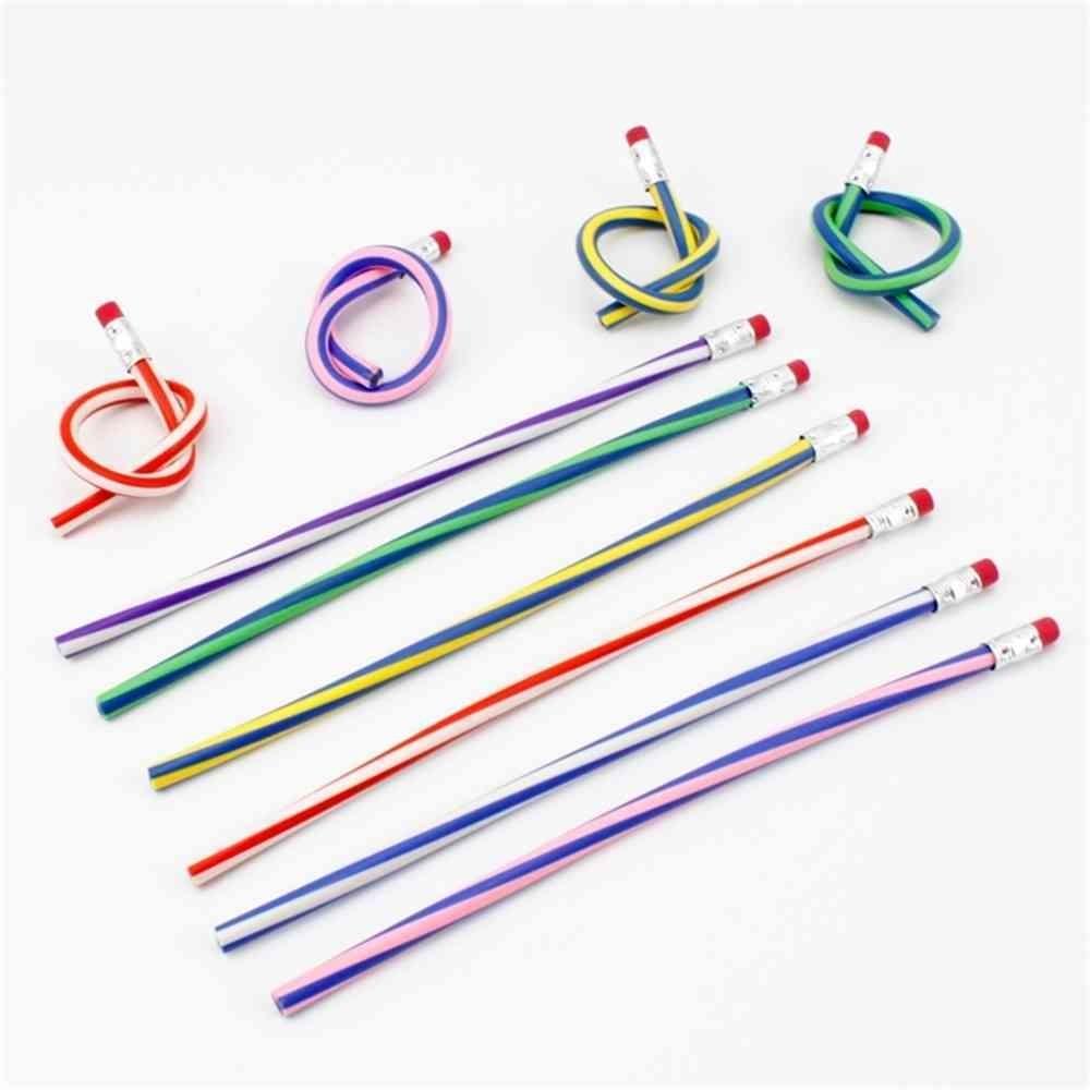 2021 Plastic Flexible Pencil Seven Piece Set Toys Gifts Student Colorful Magic Bendy Soft Pencils with Eraser Stationery Set School Office Use G4WWGWU