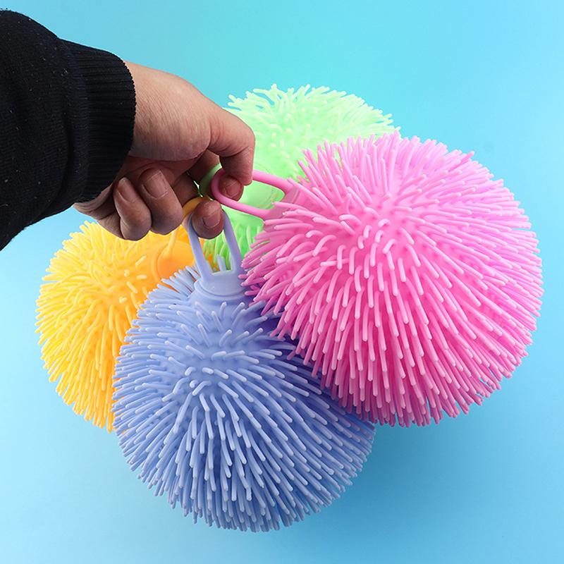 1PC Funny toys Luminous Glowing PVC Decorative Large Hairy Ball Outdoor Pressure Game Decompression