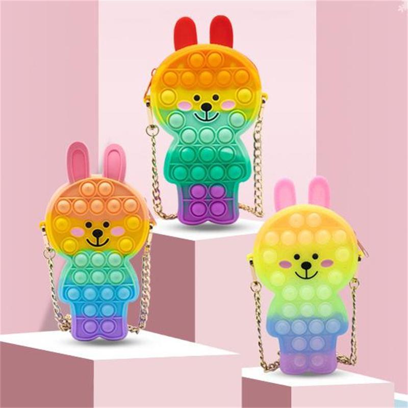 Fidget Toys Handbag Push Bubble Coin purse Desktop Decompression Finger Pressing Kids Therapy Toy Suitable For Autism And Relieves Stress Squeeze Baub