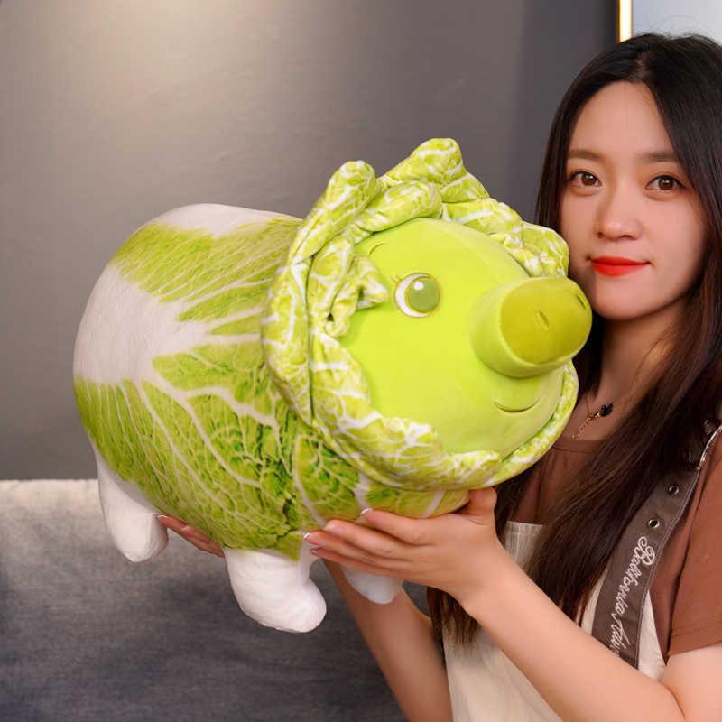 35-50cm Kawaii Vegetable Pig Arch Cabbage Plush Toys Stuffed Creative Home Decor Funny Pillow Doll For Kids Girls Friends Gifts H1025